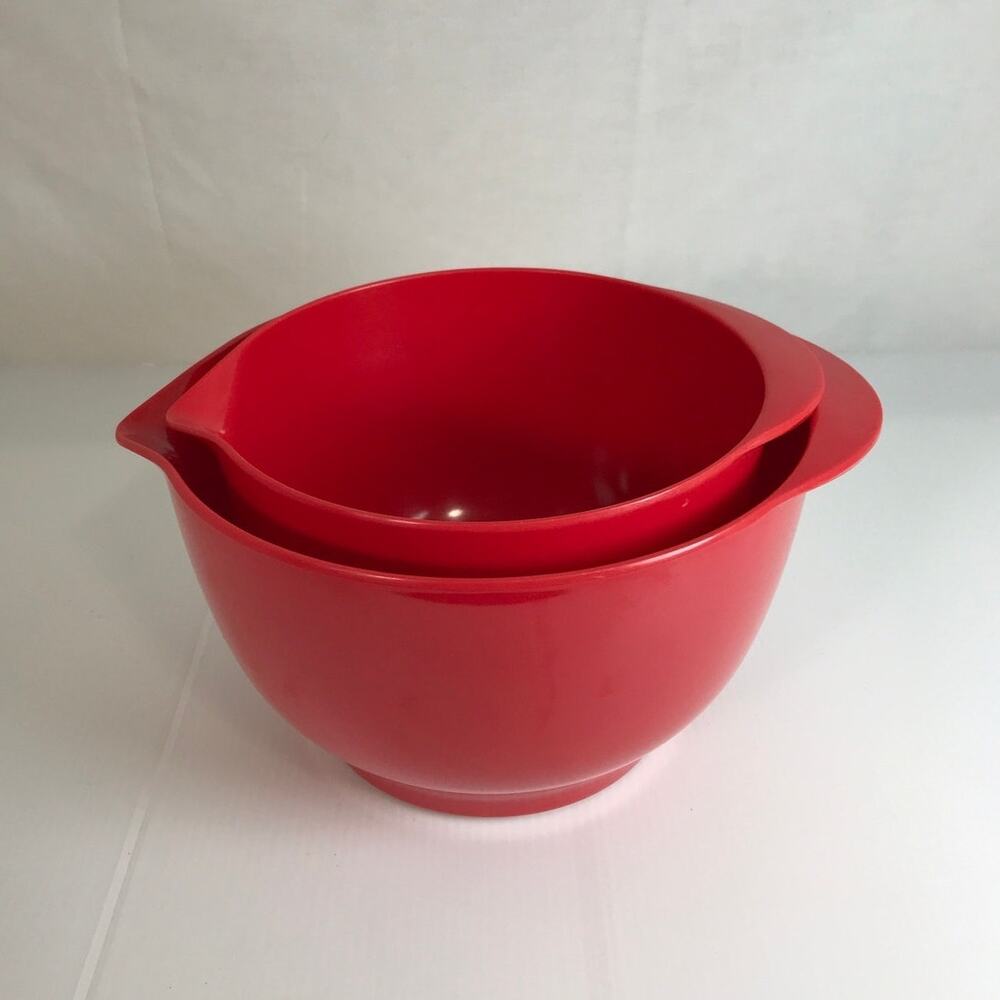 Glad Red Mixing Bowls with Pour Spouts Non-Slip Set of 2